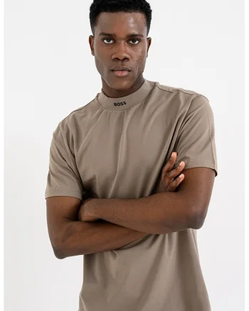 Tricou uni cu decolteu la baza gatului, Maro nisip