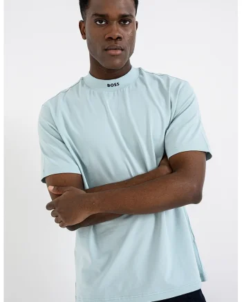 Tricou uni cu decolteu la baza gatului, Albastru aquamarin