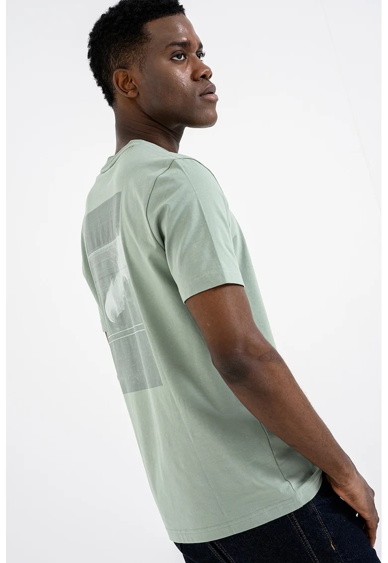 Tricou slim fit cu imprimeu pe partea din spate, Verde fistic