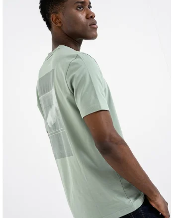 Tricou slim fit cu imprimeu pe partea din spate, Verde fistic
