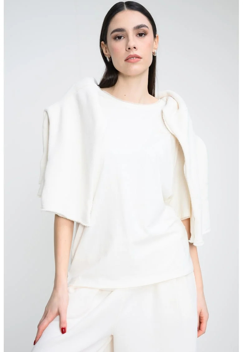 Tricou lejer cu model uni, Alb fildes