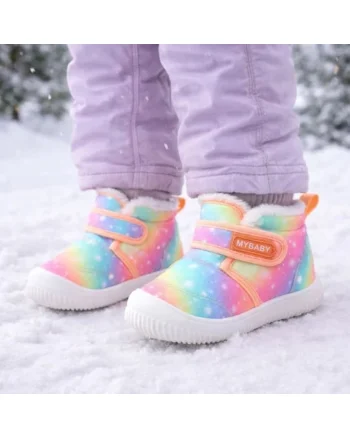 Ghete de iarna pentru copii, imprimeu curcubeu, Multicolor