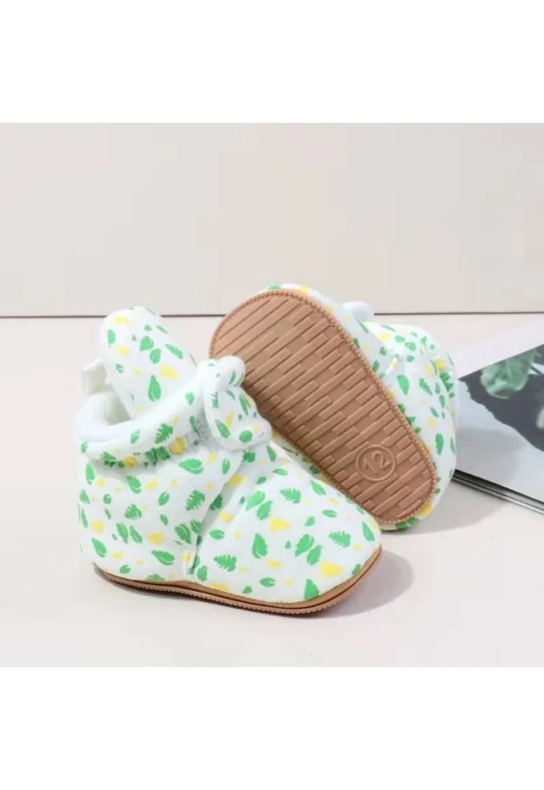 Cizmulite albe cu imprimeu verde si galben, Multicolor