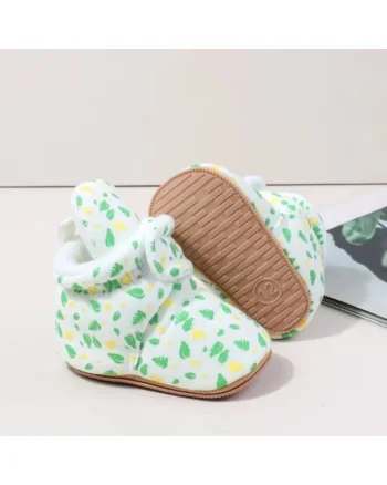 Cizmulite albe cu imprimeu verde si galben, Multicolor