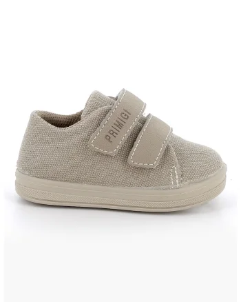 Tenisi din material textil cu inchidere velcro, Maro taupe deschis