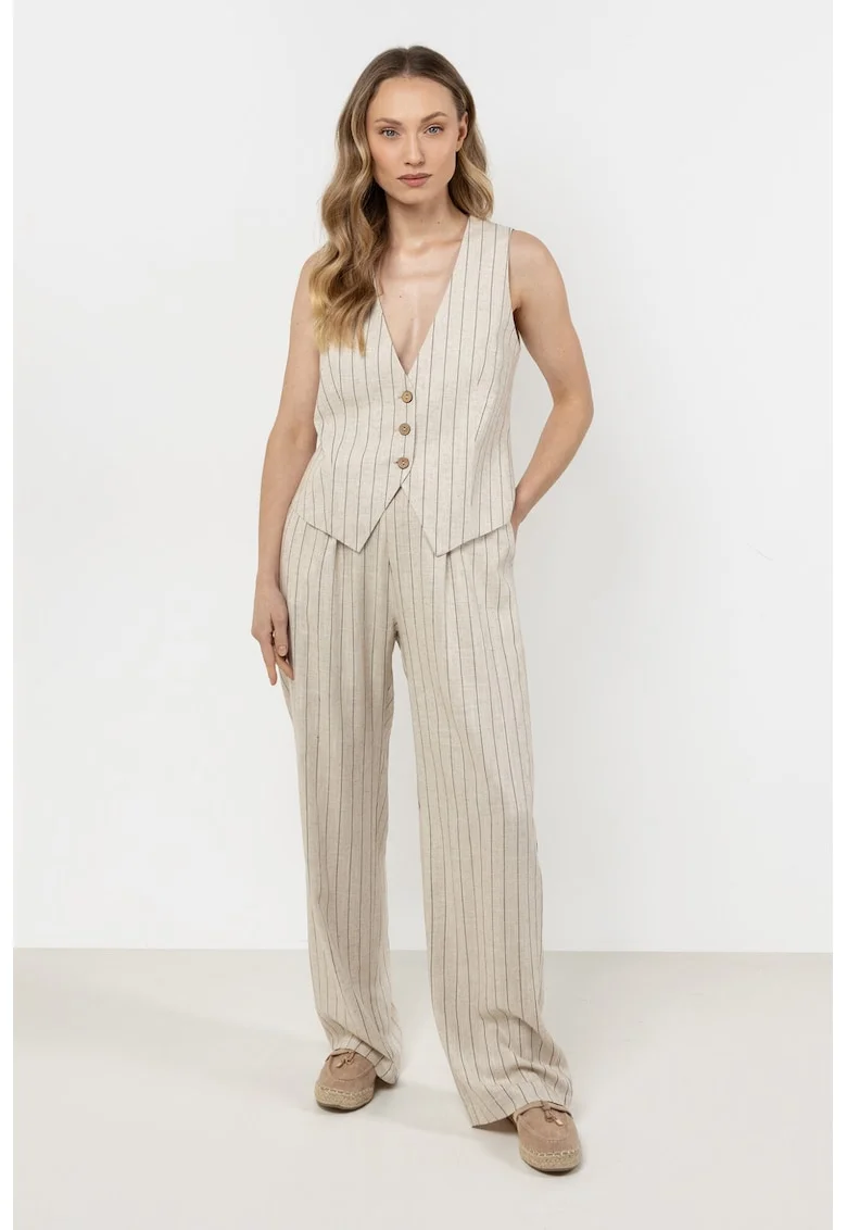 Pantaloni dama,  in, culoare mocca