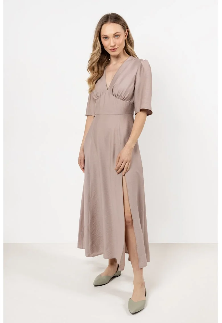 Rochie midi  raion/nailon, bej