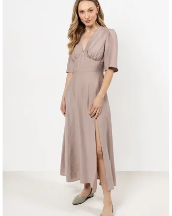 Rochie midi  raion/nailon, bej