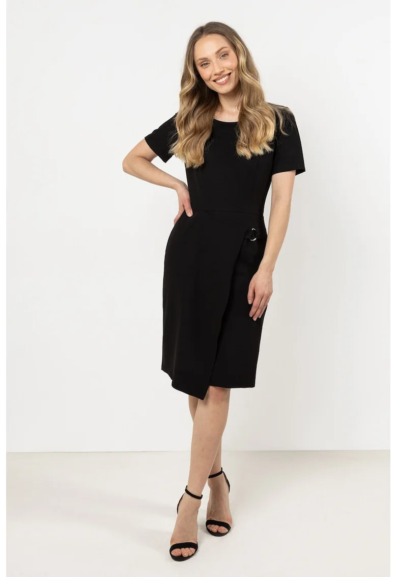 Rochie mini creion,  neagra, poliester/elastan