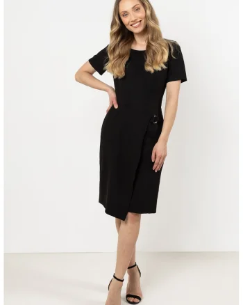 Rochie mini creion,  neagra, poliester/elastan