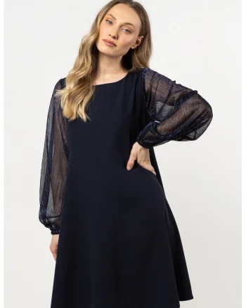 Rochie mini trapez  bleumarin, poliester/elastan