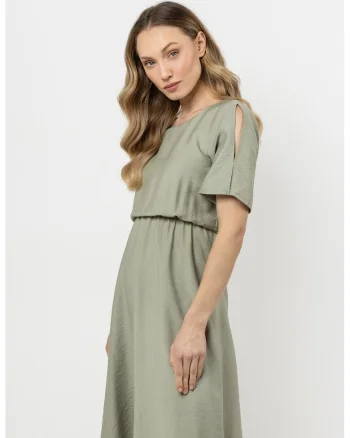 Rochie midi  verde, raion/nailon