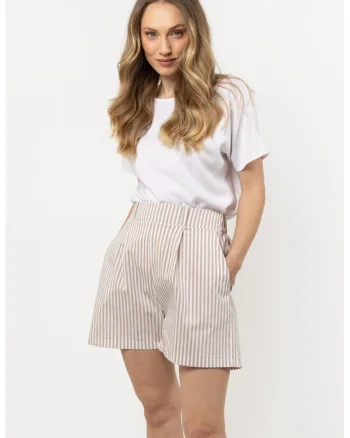 Pantaloni scurti dama,  bej, bumbac