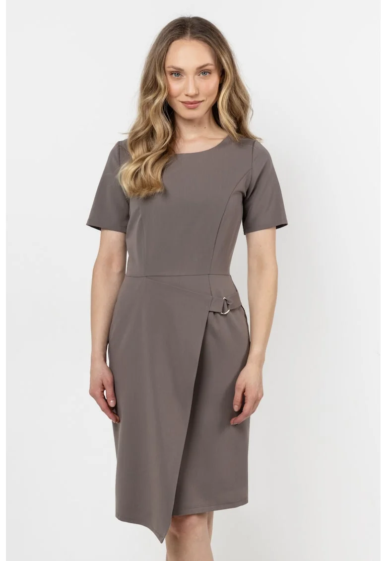 Rochie mini creion,  poliester/elastan, maro