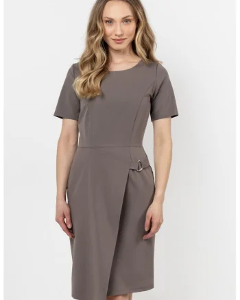 Rochie mini creion,  poliester/elastan, maro