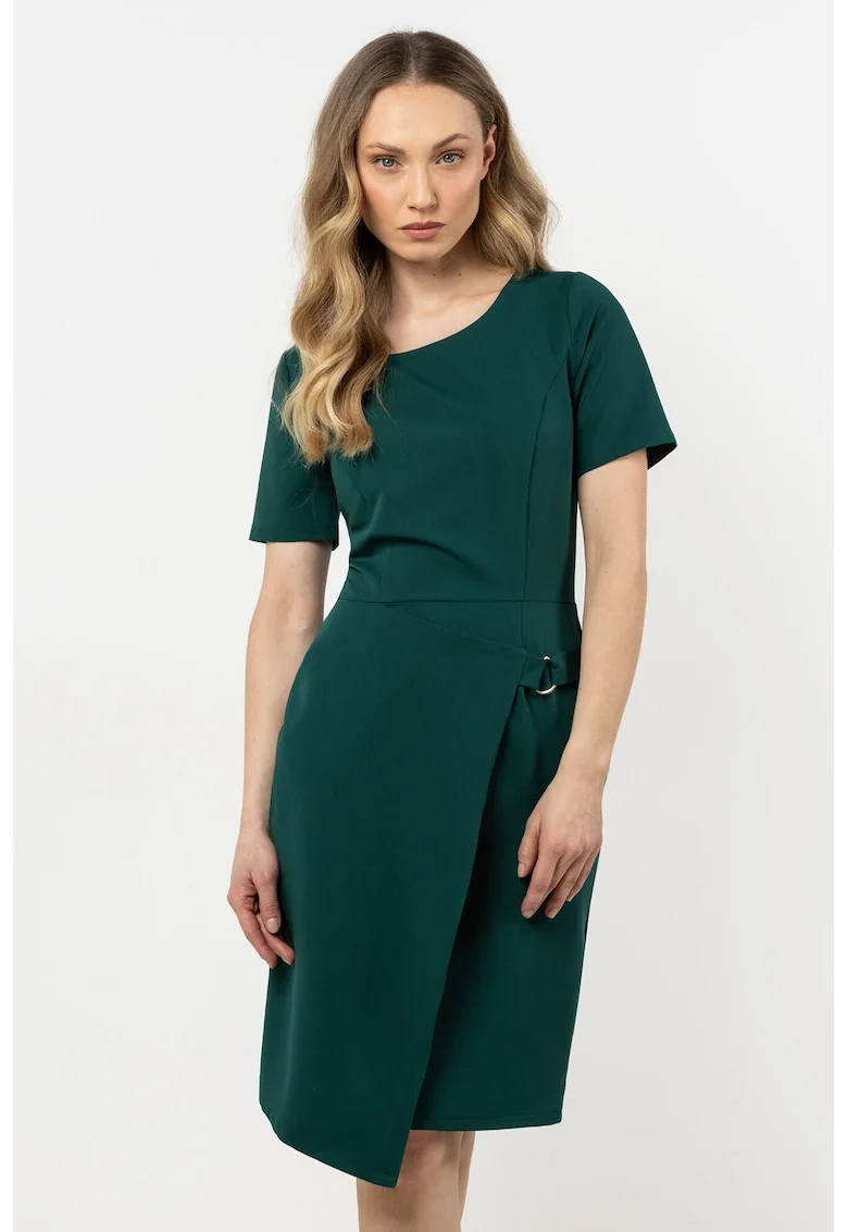 Rochie mini creion  verde sticla, poliester-elastan