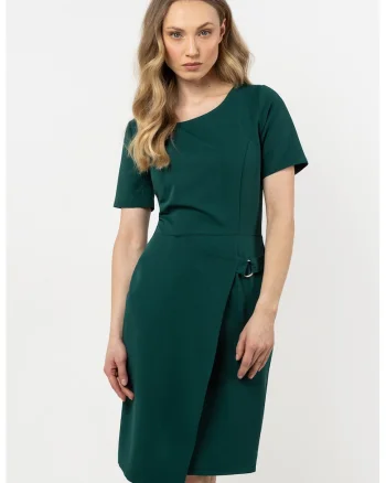 Rochie mini creion  verde sticla, poliester-elastan