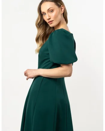 Rochie midi  verde sticla, poliester-elastan