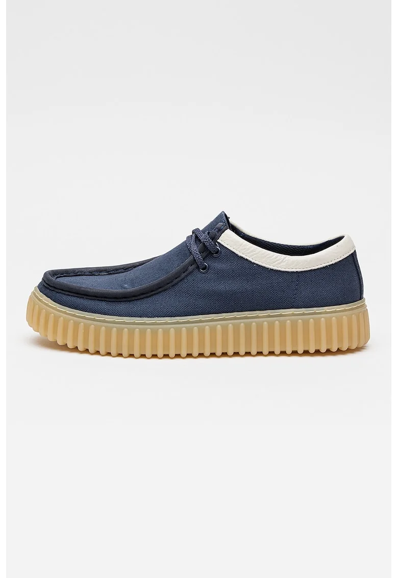 Mocasini de piele Torhill, Alb/Bleumarin