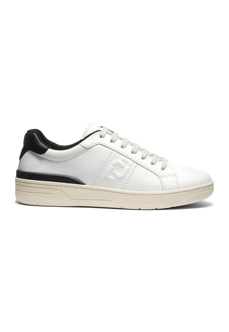 Pantofi sport din piele ecologica si piele cu model colorblock Walker 02, Negru/Alb murdar