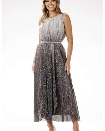 Lunga Rochie Fara maneca A703, Argintiu