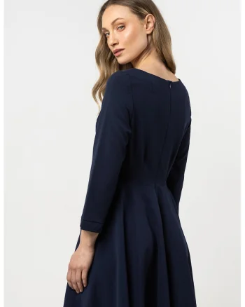 Rochie midi evazata  bleumarin, poliester/elastan