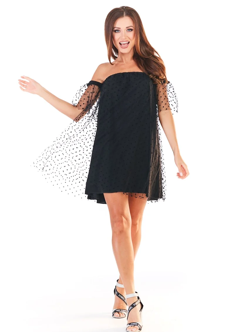 Rochie A355,  Poliester/Elastan, Negru