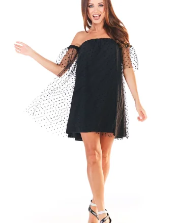 Rochie A355,  Poliester/Elastan, Negru