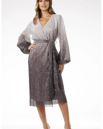 Rochie,  A702, argintiu, poliester