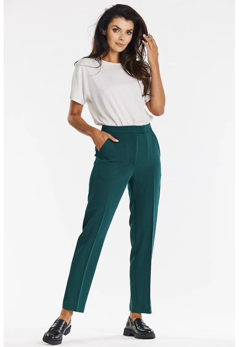 Pantaloni eleganti pentru dama,  poliester/viscoza, verde