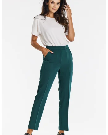 Pantaloni eleganti pentru dama,  poliester/viscoza, verde