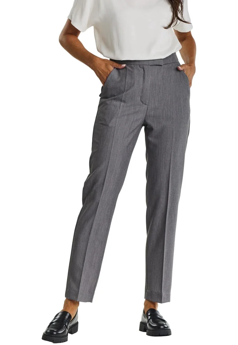 Pantaloni dama,  Viscoza/Poliester, Gri