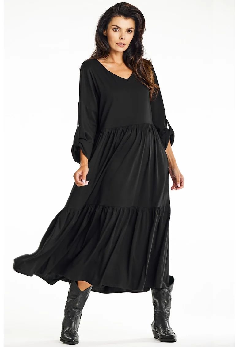 Rochie dama  viscoza, A669 - Neagra -