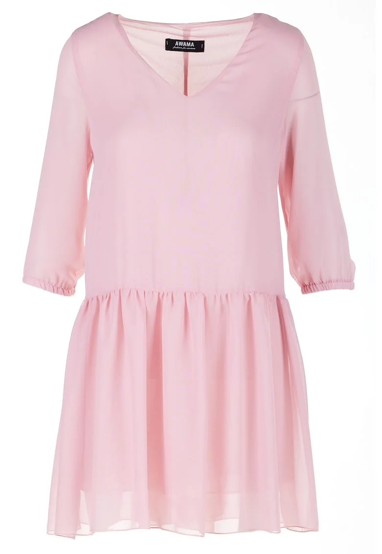 Rochie A514,  Poliester, Roz pudrat
