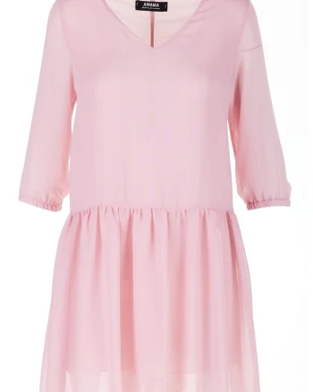 Rochie A514,  Poliester, Roz pudrat