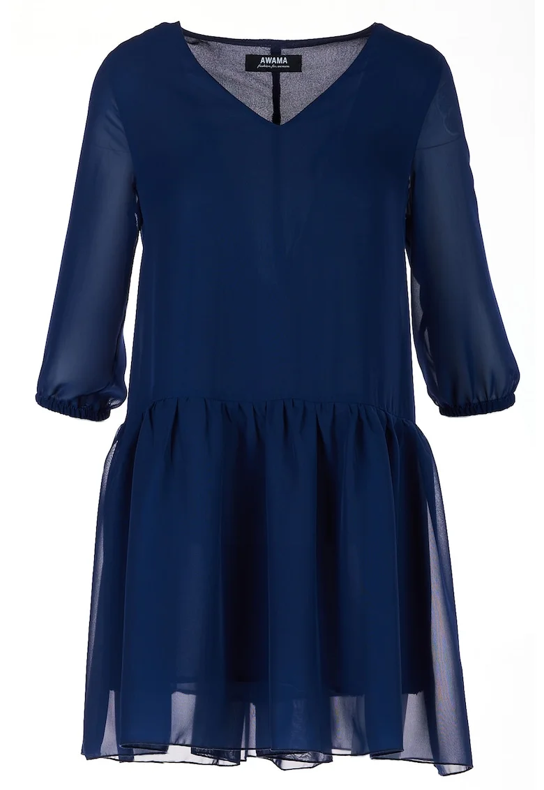Rochie A514,  Poliester, Bleumarin