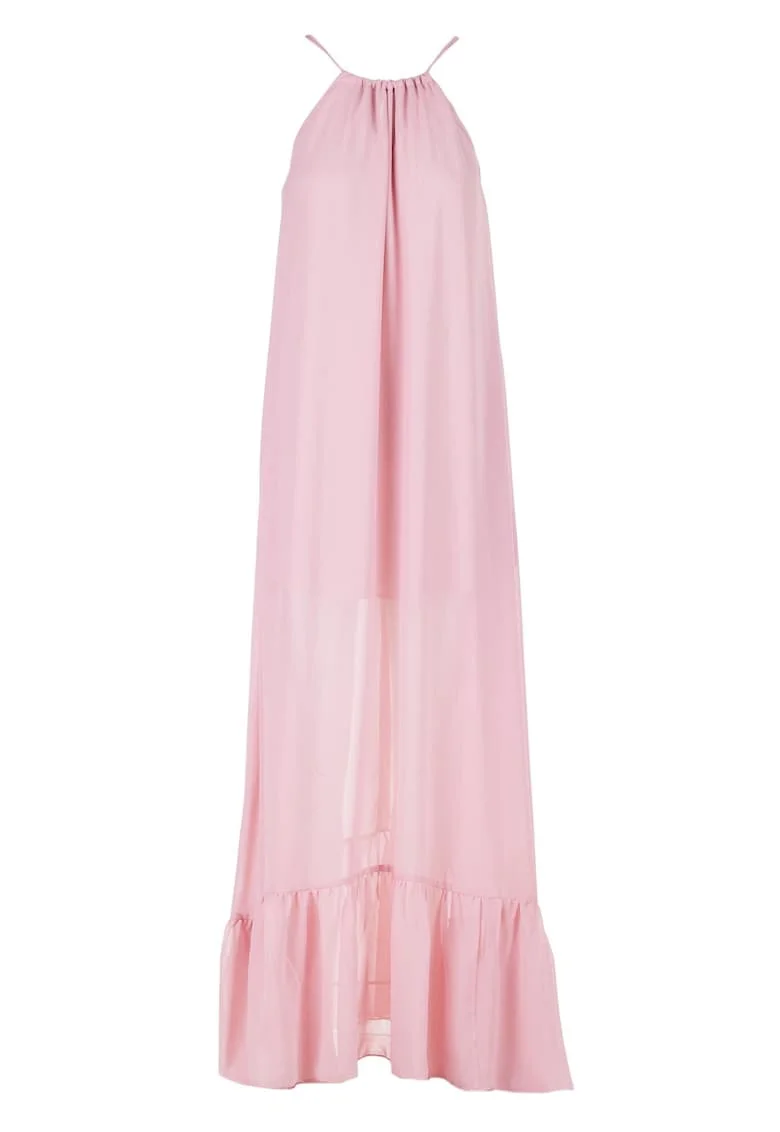Rochie A516,  Poliester, Roz pudrat