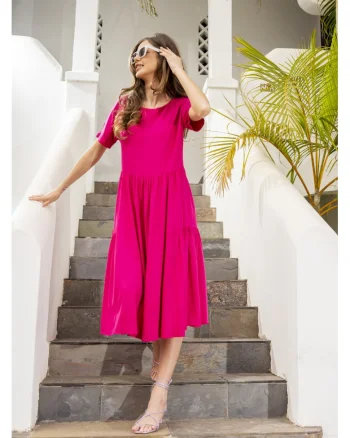 Rochie dama  viscoza, A639 - Fuchsia -