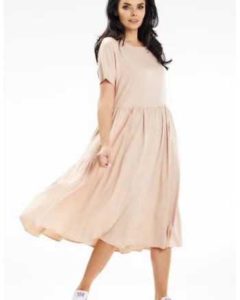 Rochie dama  viscoza, A639 - Bej -