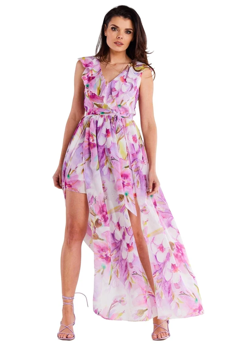 Lunga Rochie Floral Fara maneca A502