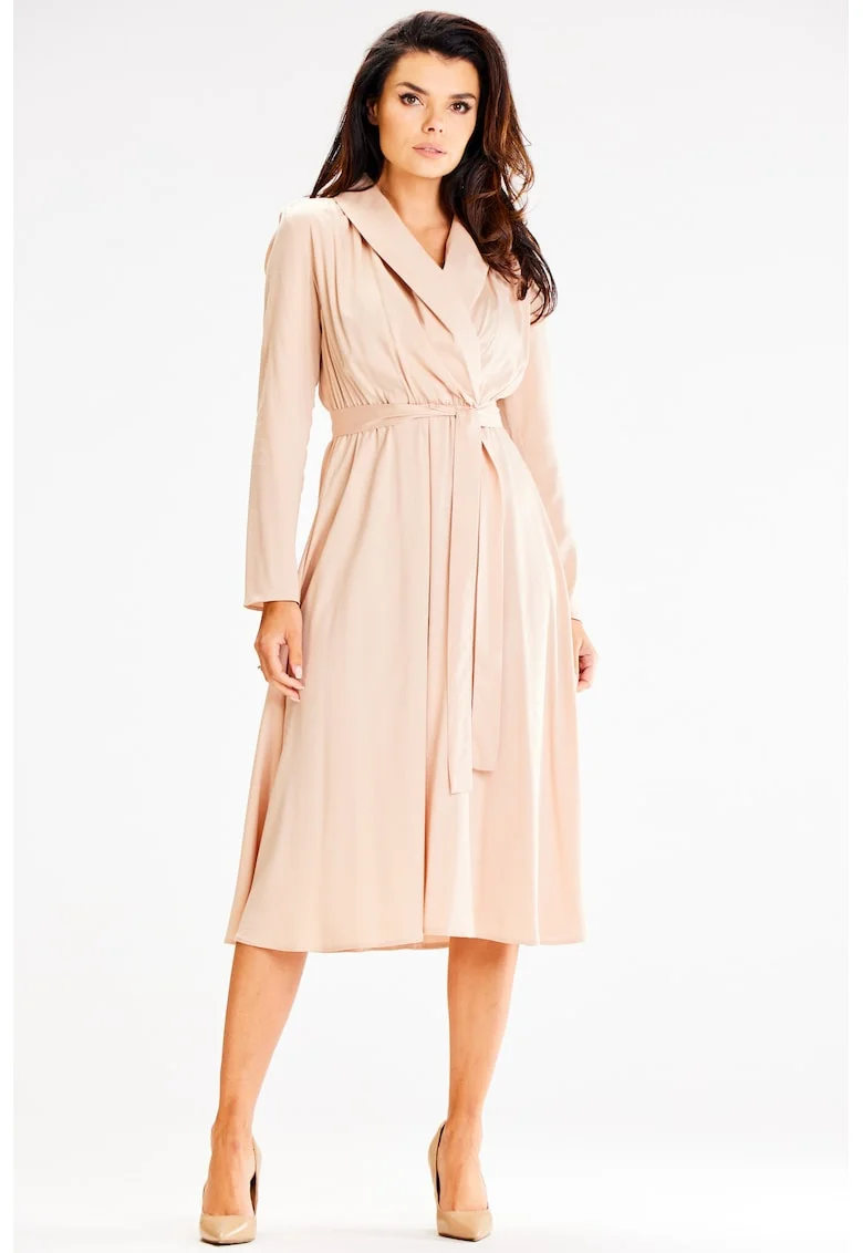 Midi Rochie Maneca lunga, Lejer A604