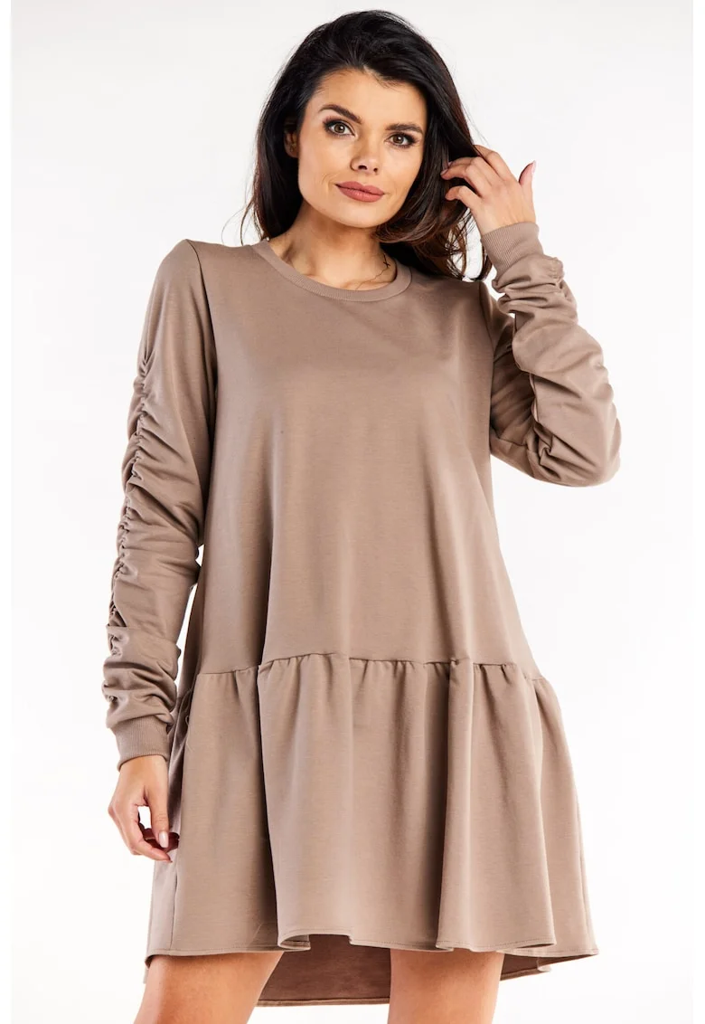 Rochie de bumbac cu volan, Latte