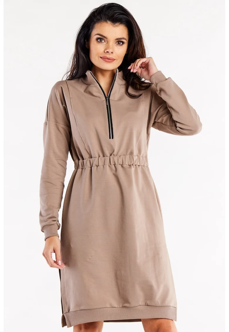 Rochie-hanorac din bumbac cu design modern, Latte