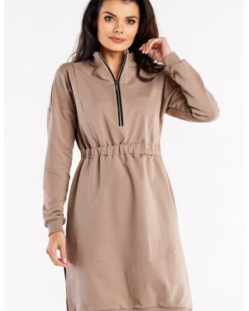 Rochie-hanorac din bumbac cu design modern, Latte