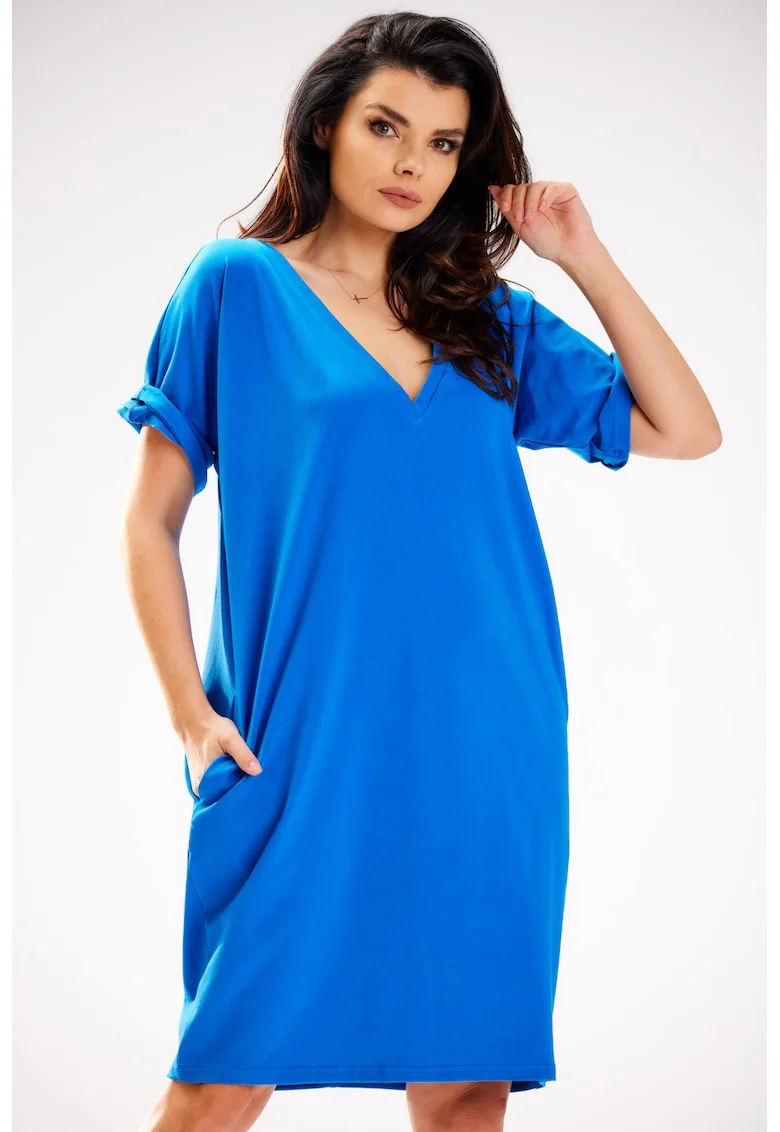 Rochie dama  Bumbac, M303 - Albastru -
