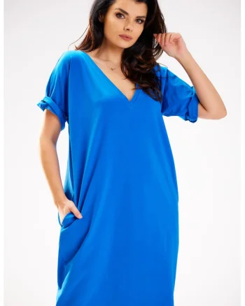 Rochie dama  Bumbac, M303 - Albastru -