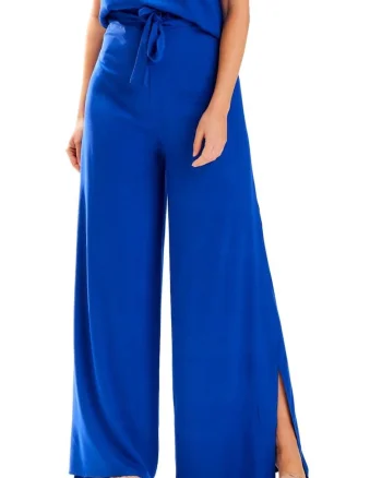 Pantaloni dama,  Viscoza/Poliester, Albastru
