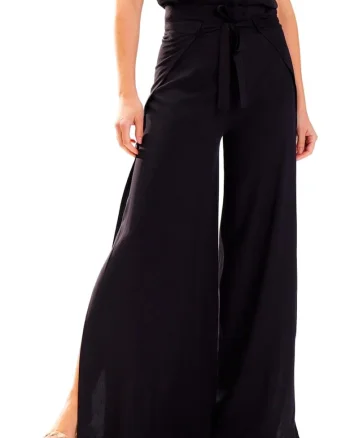 Pantaloni dama,  Viscoza/Poliester, Negru