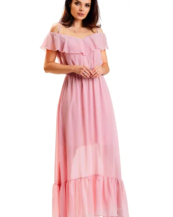 Rochie A573,  Poliester, Roz