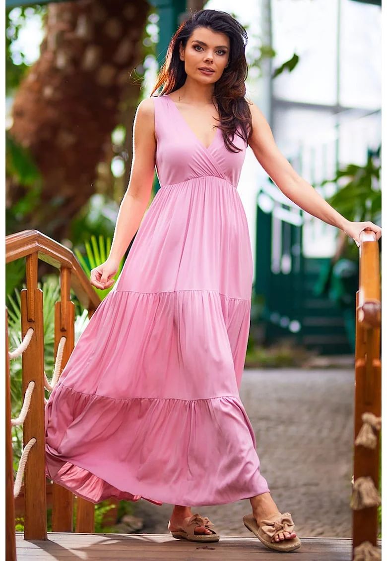 Rochie dama,  Viscoza, A581, Roz murdar